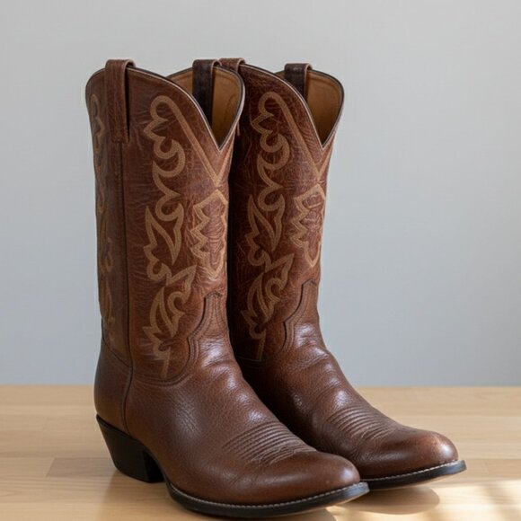 Vintage Lucchese Mens Western Cowboy Boots in Brown Leather main image 4